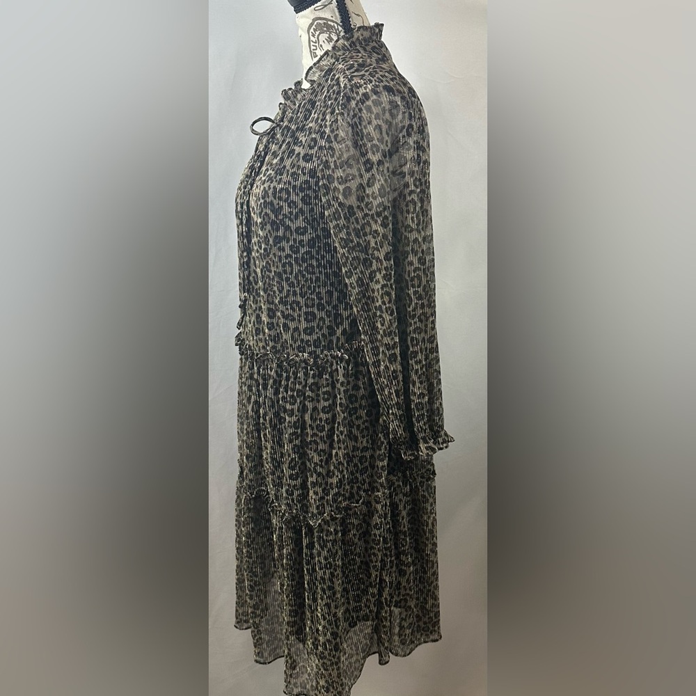 💜Just...Taylor Leopard-Print Midi Dress in Black and beige - Picture 3 of 12